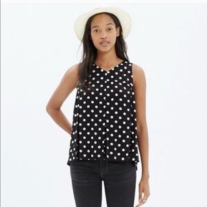 Madewell Black & White Polka Dot Trapeze Tank Top 6